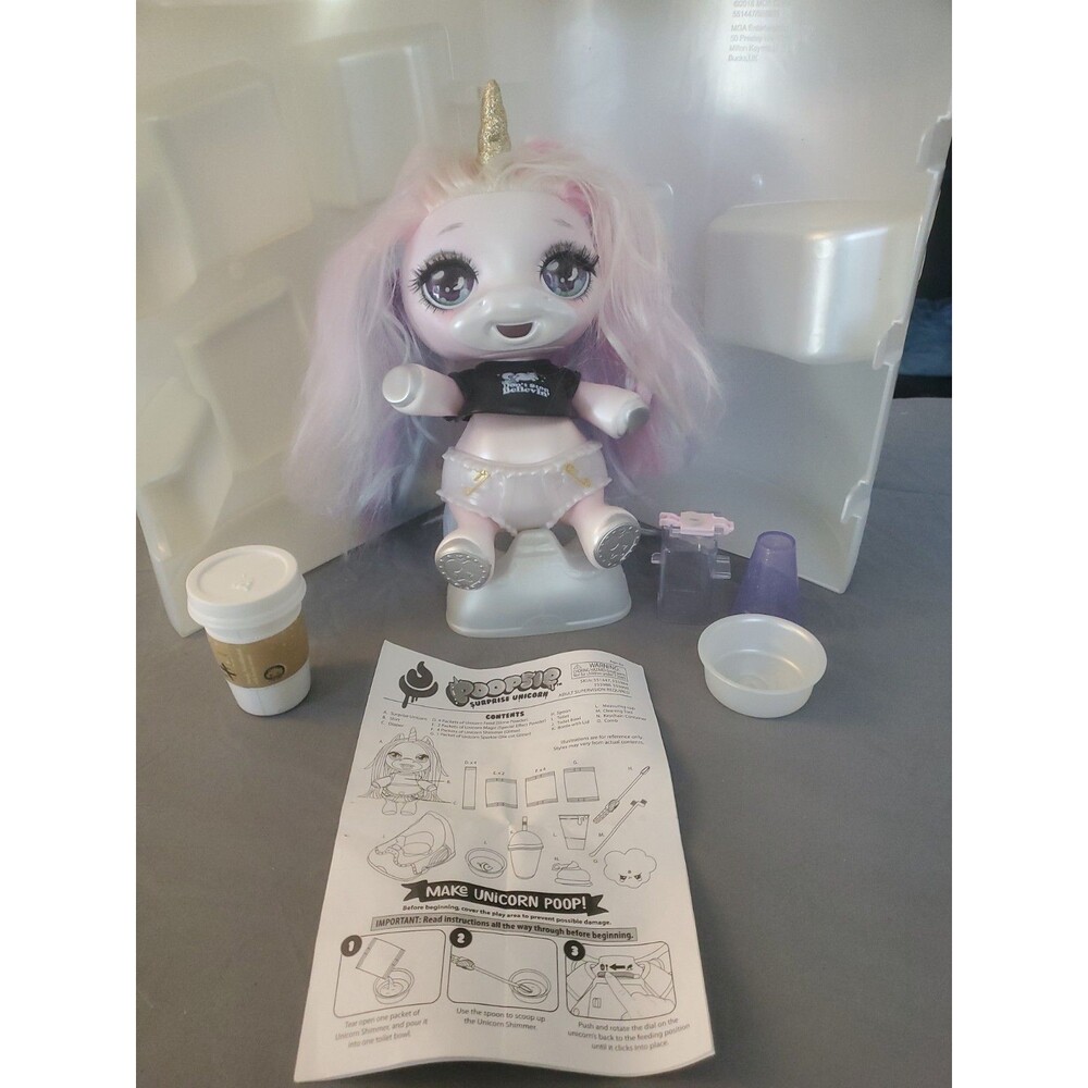 Poopsie Slime Surprise Unicorn Doll W/ Potty Toilet Case Direction Cup 2018